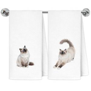 lot 4120 image: Exqcom Ragdoll Cat Kitchen Towels, Cat Gifts for Women Dish Tea Towels for Kitchen Decor, Cute Kitty Kitten Decorative Hand Towel Bathroom Decor, 16x24 Inch Set of 2