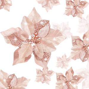 lot 4128 image: WILLBOND 36 Pieces Christmas Poinsettia Glitter Faux Flowers Christmas Artificial Flowers Tree Ornaments Topper Xmas Decorations(Rose Gold)