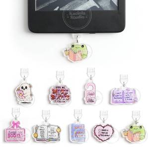 lot 4132 image: Kaciola 9 Pack Dust Plug Charm Type C for E Reader Paper White 11th, Dust Plug Accessories for Readers Book Lover Women Men, Type C Dust Plug (Funny)