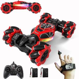 lot 4138 image: HOSHIPLAY Gesture RC Car Red,124 High Speed 4WD Transform Stunt Car with Gesture & Remote Control, 360° Rotation Drift Vehicle with LED Lights Music, Racing Toy Cars Gift for Boys Girls Age 6-12