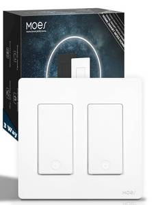 lot 4152 image: MOES Zigbee 3 Way Double Light Switch, 2 Gang Smart Wall Switches Single Pole, Require Neutral Wire, Support Remote Control, Compatible with AlexaGoogle Assistant