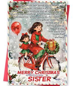 lot 4161 image: MOROLURU Sister Christmas Card, Lovely Christmas Cards Gifts from Sisters- Merry Xmas Sister Card