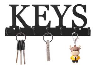 lot 4165 image: Lixgifts Key Holder Wall Mounted Key Hooks for Wall Decorative with 7 Hooks Black Metal Key Organizer Rack Hanger for Entryway, Front Door, Hallway, Office 10X3.7 inches