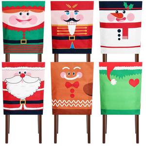 lot 4178 image: Boao 6 Pcs Christmas Themed Chair Covers Xmas Chair Decorations Christmas Slipcovers for Xmas Party Dining Home Decor