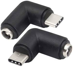 lot 4181 image: AAOTOKK 90 Degree Type C USB Male to DC 5.5x2.1mm Female Connector DC Barrel Jack Power Adapter for Type C USB Charging Device (2Pack)