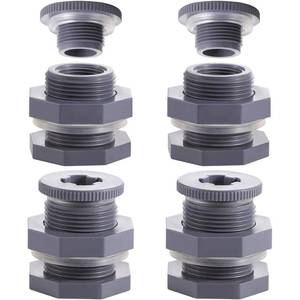 lot 4183 image: 4 Pack 34 Inch Female PVC Bulkhead Fitting with Plug and Thick Silicon Seal Gasket,Rain Barrel Connector Kit
