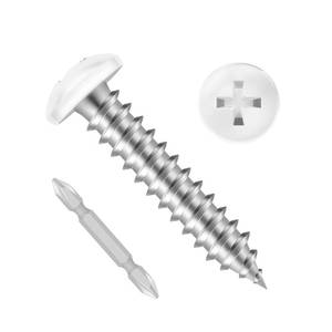 lot 4189 image: Etauwe 100 PCS #8 x 1 Pan Head Self Tapping Screws, White Head Wood Screw, 304 Stainless Steel 18-8, Screwdriver Bit Included
