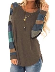 lot 4225 image: Halife Womens Casual Scoop Neck Long Sleeve Tunic Shirt Top Blouse Coffee L