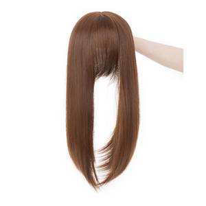 lot 4233 image: MY-LADY Synthethic Hair Toppers for Women 18 Inch 6x6 Lace Base with Side Bangs Medium Brown 260110