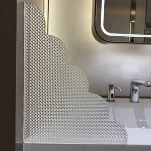 lot 4243 image: MIOIO 2PCS Shower Splash Guard for Bathtub Corner, 9.1 x 11.5 inches, Adhesive Water Guard for Bathroom Tubs and SinksBathroom GiftAccessories