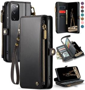 lot 4264 image: Defencase Compatible with Samsung Galaxy S20 FE 5G Case Wallet with RFID Blocking Card Holder for Women Men, PU Leather Magnetic Snap Flip Zipper Strap Wallet Phone Case Fit for Galaxy S20 FE, Black