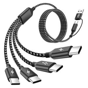 lot 4265 image: USB C Splitter Multi Charging Cable 1 Pack,USB AC to USB C Charging Cord,Dual Type C Charger Cord,4 in 2 Multi Charger Cord with 4 Type-C Connectors Compatible with iPhone1615Cell Phones Tablets.