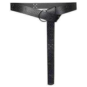 lot 4270 image: HiiFeuer Medieval Embossed PU Leather O Ring Belt, Retro Renaissance Knight Belt (Black C)
