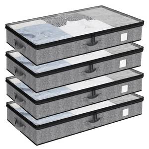 lot 5280 image: Fixwal 4 Pack Underbed Storage Containers, Below 4.5 Inches Low Profile Under Bed Organizer Clothes Storage Bins with Sturdy Sidewalls and Bottom