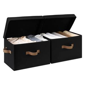 lot 5284 image: StorageWorks Fabric Storage Bins with Lid, Decorative Storage Boxes for Shelves, Stackable Closet Organizer Basket with Handles, Large, Black, 2-Pack