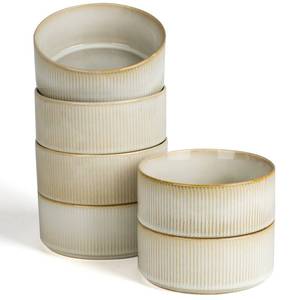 lot 5287 image: famiware Star Cereal Bowl Set, Soup Bowls Set of 6, Double Reactive Glaze, Stackable, 23 oz Deep Bowls Suitable for Cereal, Popcorn, Oatmeal, Dessert - Dishwasher and Microwave Safe, Cappuccino White