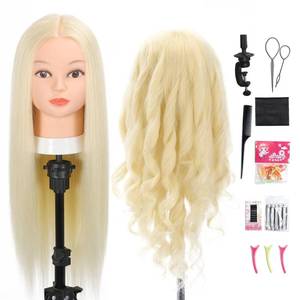 lot 5306 image: Opini Mannequin Head with Real Human Hair 80% 26 Inch Hair Mannequins to Practice on Doll Heads for Hair Styling with Clamp and Tools Cosmetology Mannequin Head�� #613 Blond��