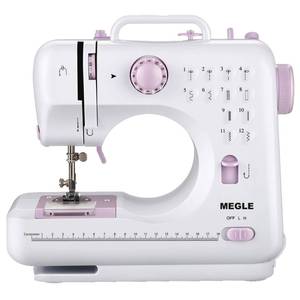 lot 5314 image: Sewing Machine for Beginners with Foot Pedal, Multifunctional Household Sewing Machine, Automatic Thread Rewind, Double Thread and Double Speed, 12 Build-in Stitches, MEGLE FHSM-505