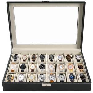 lot 5318 image: AMGSH Watch Box 24 Slot Elegant Portable Black Watch Collection Box Case jewelry Men & Women