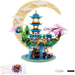 lot 5320 image: RUUQRUU 4288 PCS Cherry Blossom Tree Building Set for Adults Teens��Chinese Moon Palace Architecture Model��Micro Japanese Sakura Tree House, Mini Cherry Bonsai Tree Bricks, Creative Gift for Kids 14 incomplete