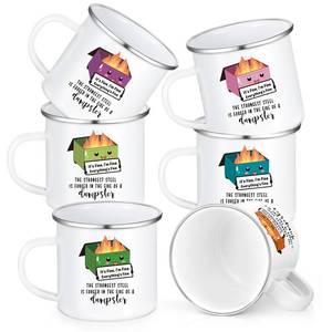 lot 5332 image: Sieral Valentines Dumpster Fire Enamel Mug Bulk Employee Appreciation Gifts 12oz Funny Coffee Tumbler Cups Thank You Gift for Coworker Nurse Team Teacher Staff Party Favor(White,6 Pcs)