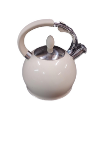 lot 5335 image: White Enamel Ketters Whistling Tea Kettle