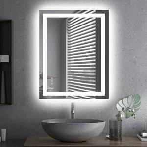lot 5350 image: Amorho LED Bathroom Mirror 28x 36 with Front and Backlight, Stepless Dimmable Wall Mirrors with Anti-Fog, Shatter-Proof, Memory, 3 Colors, Double LED Vanity Mirror (HorizontalVertical) powers on
