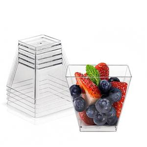 lot 6037 image: Jizvxe 50 Pack 3.5 Oz Square Dessert Cups,Plastic Clear Dessert Cups,Disposable Tasting Cups Great for Desserts,Appetizers,Mousse