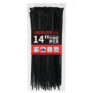 lot 6063 image: Zip Ties 14 inch(100 Pack), 60 lb, Black Heavy Duty Wire Ties, UV Resistant Cable Ties for Indoor and Outdoor Use, LOCKLOCK
