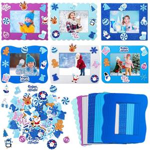 lot 6071 image: Fovths 24 Packs Winter Foam Picture Frame Kits DIY Winter Snowflake Frame Crafts Picture Craft with 300 Self Adhesive Stickers for Xmas Party Favors Birthday Home Decor