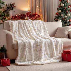 lot 6074 image: Horaldaily Christmas Flannel Blanket Throw, Simple Snow Stick Figure Beige Soft Fuzzy Plush Cozy Fleece Blankets for Couch Sofa Bed Lounging, Ideal Gifts for Kids Adults Wife Self, 50x60