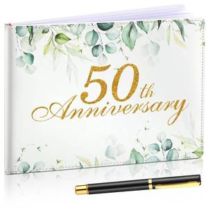 lot 6091 image: Patelai Wedding Anniversary Guest Book Decorations Wedding Guest Book Sign Alternative 50th commemoration day Party Favors with Pen, 112 Pages(50th Anniversary)