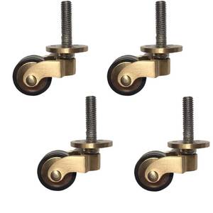 lot 6093 image: Solid Brass Casters Wheels,1 Furniture Swivel Caster Wheels,Antique Style Rubber Wheels,Heavy Duty Castors for Sofas,Coffee Table,Screw Style Fitting,with Screws, Load 440 lbs of 4 Packs