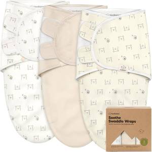lot 6098 image: 3-Pack Organic Baby Swaddle Sleep Sacks - Swaddles for Newborns, Infant 0-3 Months, Baby Girls, Boys, Soft & Snug Newborn Sleep Sack, Nursery Swaddling Blankets (Bumble Bear)
