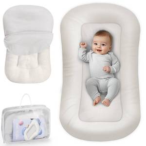 lot 6102 image: Baby Lounger - Baby Lounger for Newborn, 0-24 Months, Infant Lounger for Home and Travel, Soft Cotton, Baby Nest Lounger, Newborn Babies Essentials Gifts, White (Lounger Cover Included)