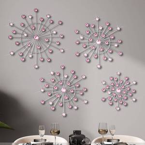 lot 6104 image: Blulu 4 Pcs Pink Metal Wall Decor Bling Crystal Wall Art Cast Iron Rhinestones Sunburst Decor Starburst Art Hanging Diamond Accents Decorative for Living Room Bedroom Entryway