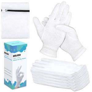 lot 6113 image: A10 Pairs 100% Moisturizing Gloves for Dry Hands Overnight, Selizo 10 Pairs White Cotton Gloves for Women Eczema, Hand Moisturizer Sleeping Spa Gloves for Dry Hands Eczema