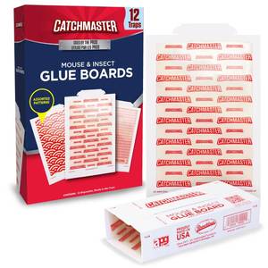lot 6116 image: Catchmaster Mouse & Insect Glue Boards 12-Pk, Mouse Traps Indoor for Home, Bulk Glue Traps for Mice and Rats, Adhesive Boards for Inside House, Snake, Lizard, & Spider Trap, Pest Control for Home