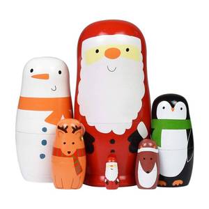 lot 6117 image: HYCLES Nesting Dolls Russian Matryoshka Wood Stacking Nested Set for Kids Handmade Toys for Children Kids Christmas Birthday Decoration Halloween Wishing Gift