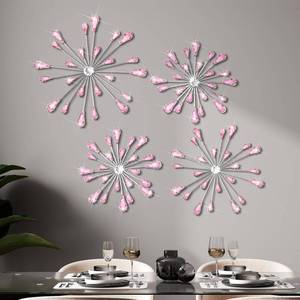 lot 6123 image: Hicarer 4 Pcs Starburst Wall Decor Bling Wall Art Crystal Teardrop 3D Hanging Rhinestone Radial Metal Artwork Modern Accent Sculptures Decorations for Living Room Home Office Bedroom(Pink)