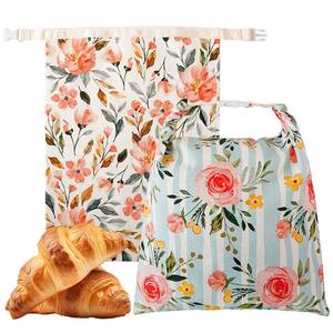 lot 6135 image: Augine Beeswax Bread Bag, 2 Pack Sourdough Bread Bags, Reusable Bread Bags for Homemade Bread, Organic Cotton Beeswax Sourdough Bags, Wildwood Bloom Series