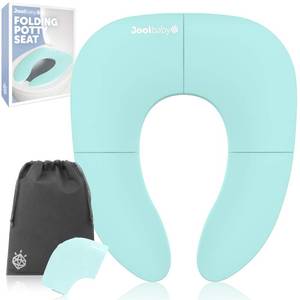 lot 6136 image: Jool Baby Folding Travel Potty Training Seat for Toddlers, Fits Round & Oval Toilets, Non-Slip Suction Cups, Includes Free Travel Bag (Aqua)