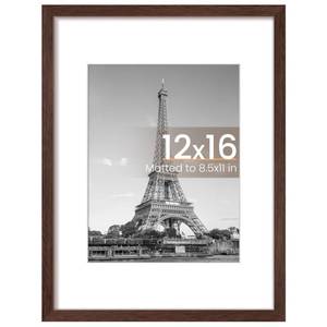 lot 6139 image: upsimples 12x16 Picture Frame, Display Pictures 8.5x11 with Mat or 12 x 16 Without, Wall Hanging Poster Frames, Brown, 1 Pack