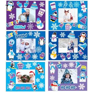 lot 6145 image: A30 Packs Winter Craft Kits for Kids, Holiday DIY Picture Frame Craft Snowflake Penguin Polar Bear Art Party Favor Home Classroom Game Activities