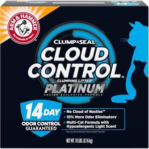lot 6154 image: ARM & Hammer Cloud Control Platinum Cat Litter, Hypoallergenic, Dust-Free, Multi-Cat, 14-Day Odor Control, 18 lbs �� Dander Shield & Baking Soda