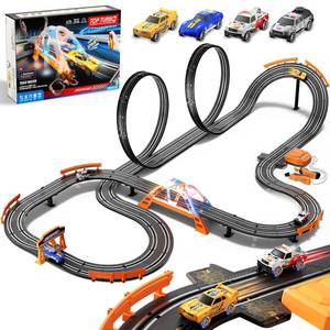 lot 6158 image: SUFICY Slot Car Race Track Set for Kids �� 29ft Electric Race Car Track with 4 Slot Cars, Dual Racing Tracks, Lap Counter & LED Overpass, Car Track Toy Gift for Boys Ages 6��12