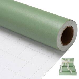 lot 6160 image: Larcenciel Sage Green Wrapping Paper Roll with Pearly Shimmer, Cut Lines, Luxury Solid Color Gift Wrap Paper for Birthday, Wedding, Holiday, Baby Shower, Bouquet Craft, Packing Supplies, 17 in x 33 ft