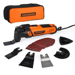 lot 6175 image: JORGENSEN Oscillating Tool 5°Oscillation Angle, 4 Amp Oscillating Multi Tools Saw, 7 Variable Speed with 16-piece Electric Multitool Blades & Carrying Bag - 70800 used