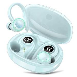 lot 6177 image: PEFUPEW Wireless Earbuds, Bluetooth 5.4 Headphones Sport, Over Ear Buds with ENC Noise Cancelling Mic, 48H, Wireless Earphone with Earhooks, IP7 Waterproof Buds for Workout Running, Light Blue