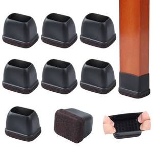 lot 6193 image: 8PCS Felt Chair Leg Floor Protectors Rectangular Chair Leg Caps for Bed Chair Furniture Leg Protectors, Black Bar Stool Floor Protectors for Hardwood Floors, Fit Length 1.3-1.7, Width 0.9-1.2